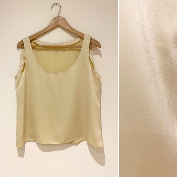 Débardeur vintage satin beige écru chic top soirée féminin Taille 38 Fr