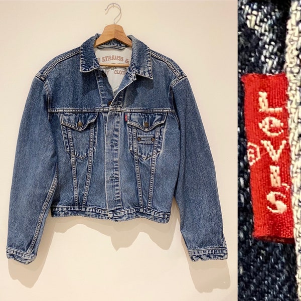 Veste en jeans Levis Vintage 1990 ample courte denim bleu moyen Taille M