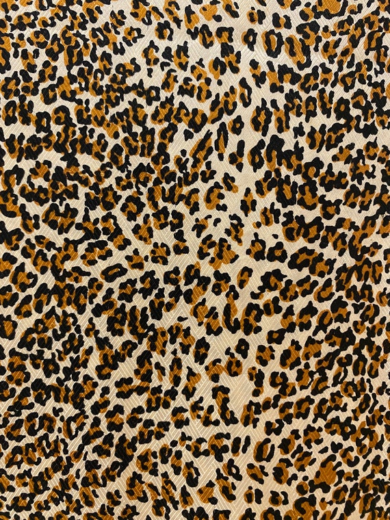 Vintage silk scarf leopard fringes long rectangle… - image 3
