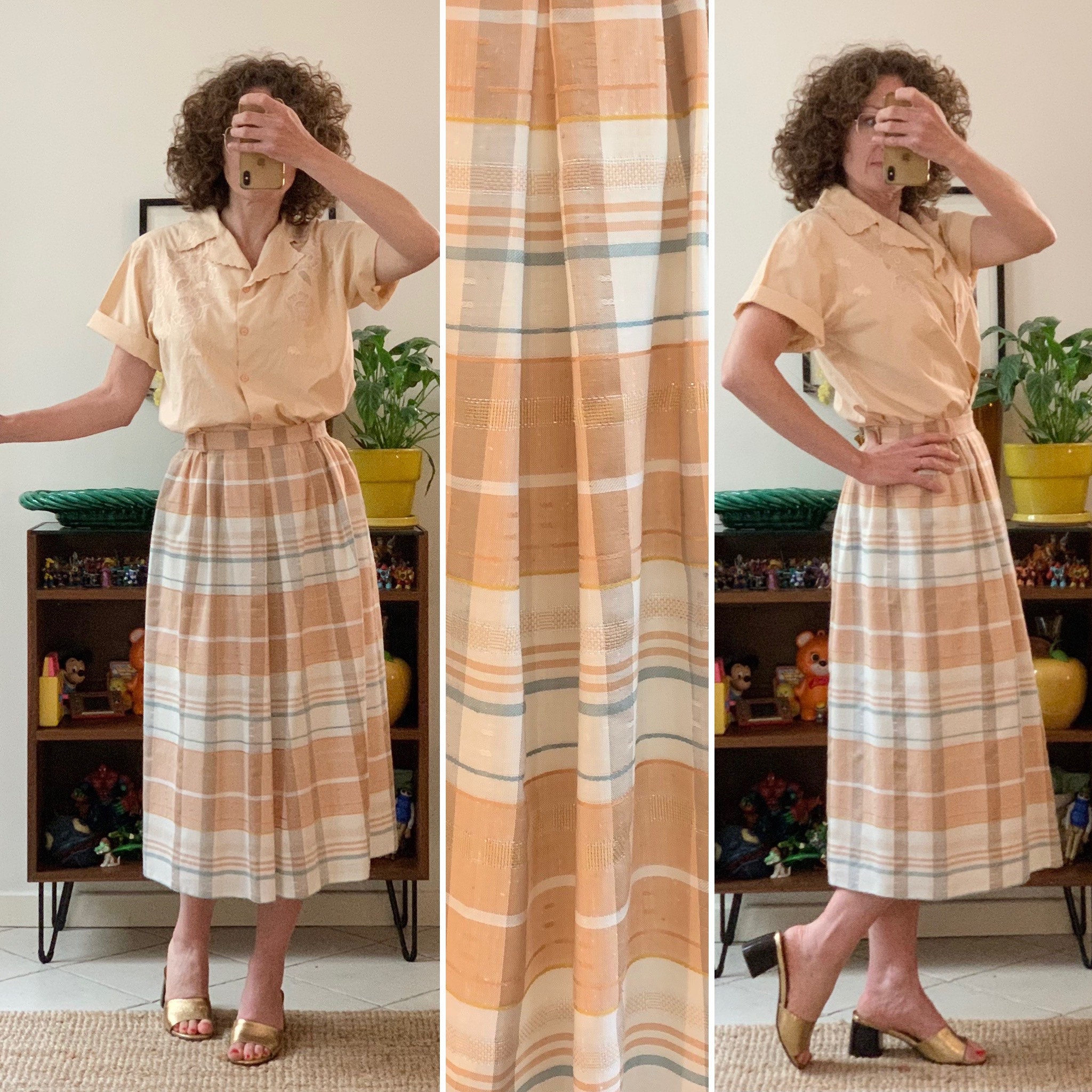 elegant plaid midi skirt