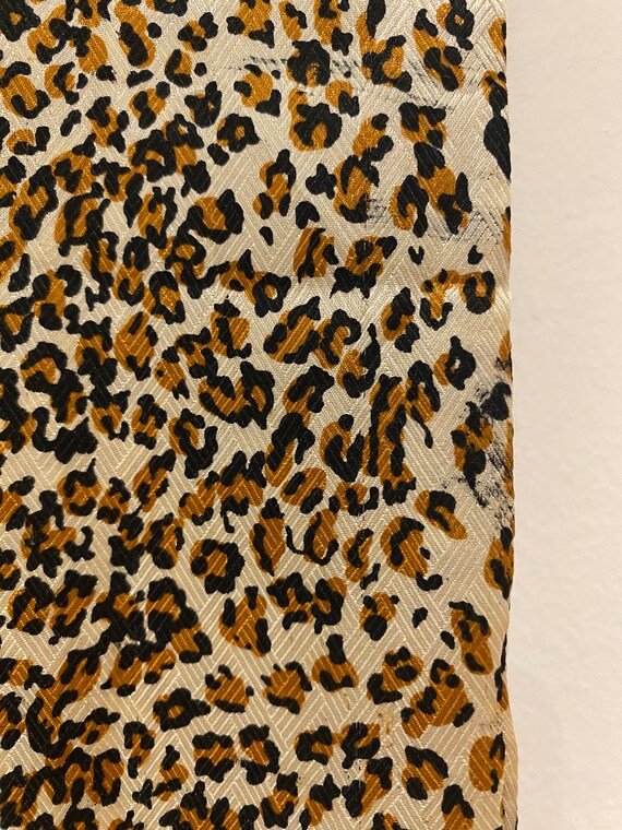 Vintage silk scarf leopard fringes long rectangle… - image 10