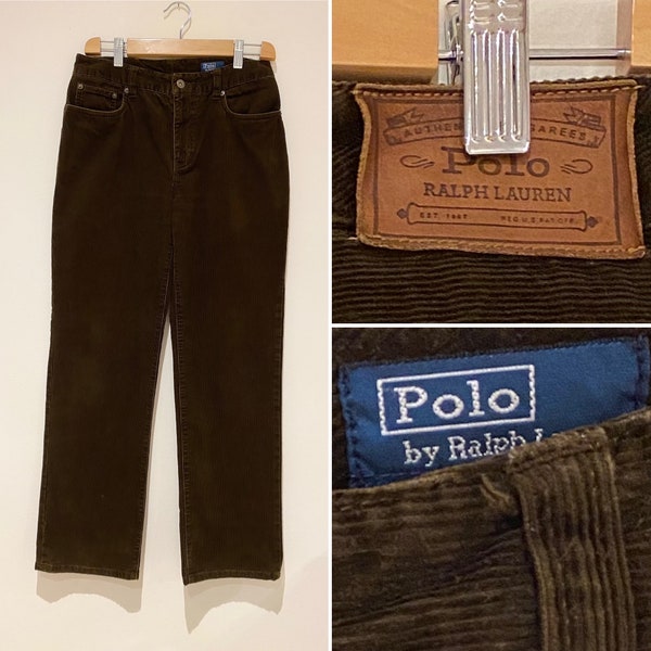 Pantalon velours milleraies RALPH LAUREN marron droit casual Taille 38 FR