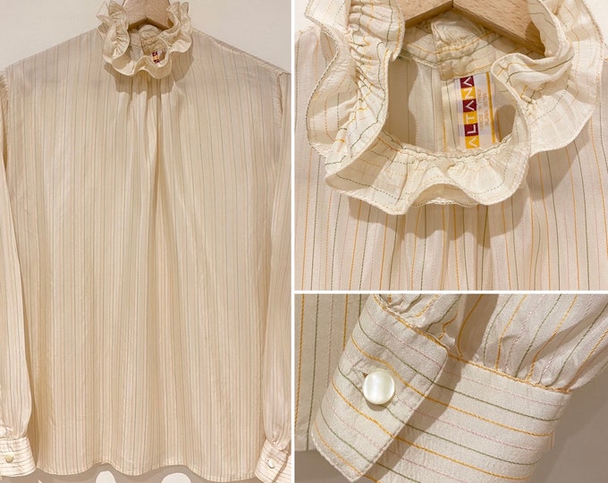 Chemisier Bohème Vintage Balmain En Soie Tie-dye - Taille FR38, Occasion Très Bon état
