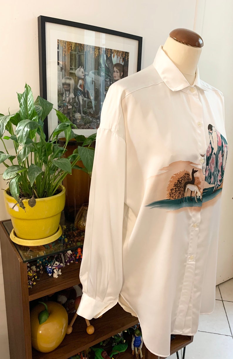 Vintage white satin long blouse 1920s women pattern Size ...