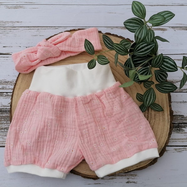 Ensemble short et bandeau bébé taille au choix