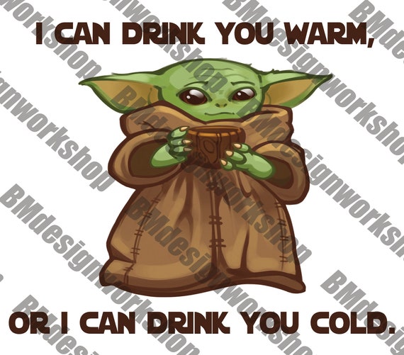 Download Baby Yoda with cup svg design clip art | Etsy