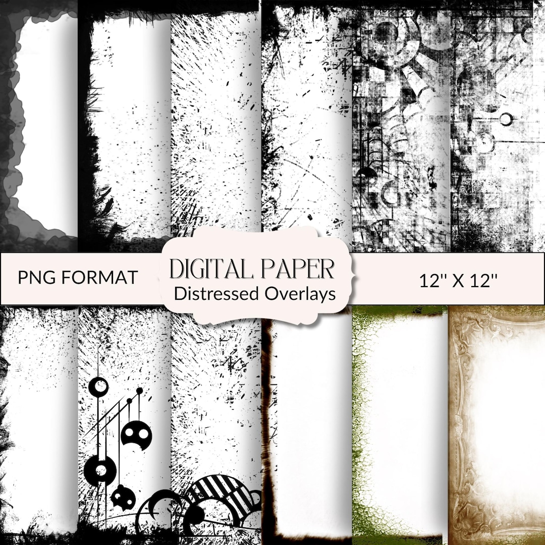 30 Distressed Frame Overlays: High-res Digital Scrapbook Paper (digital ...