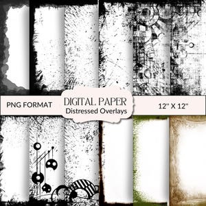 30 Distressed Frame Overlays: High-Res Digital Scrapbook Paper (Digital Download)