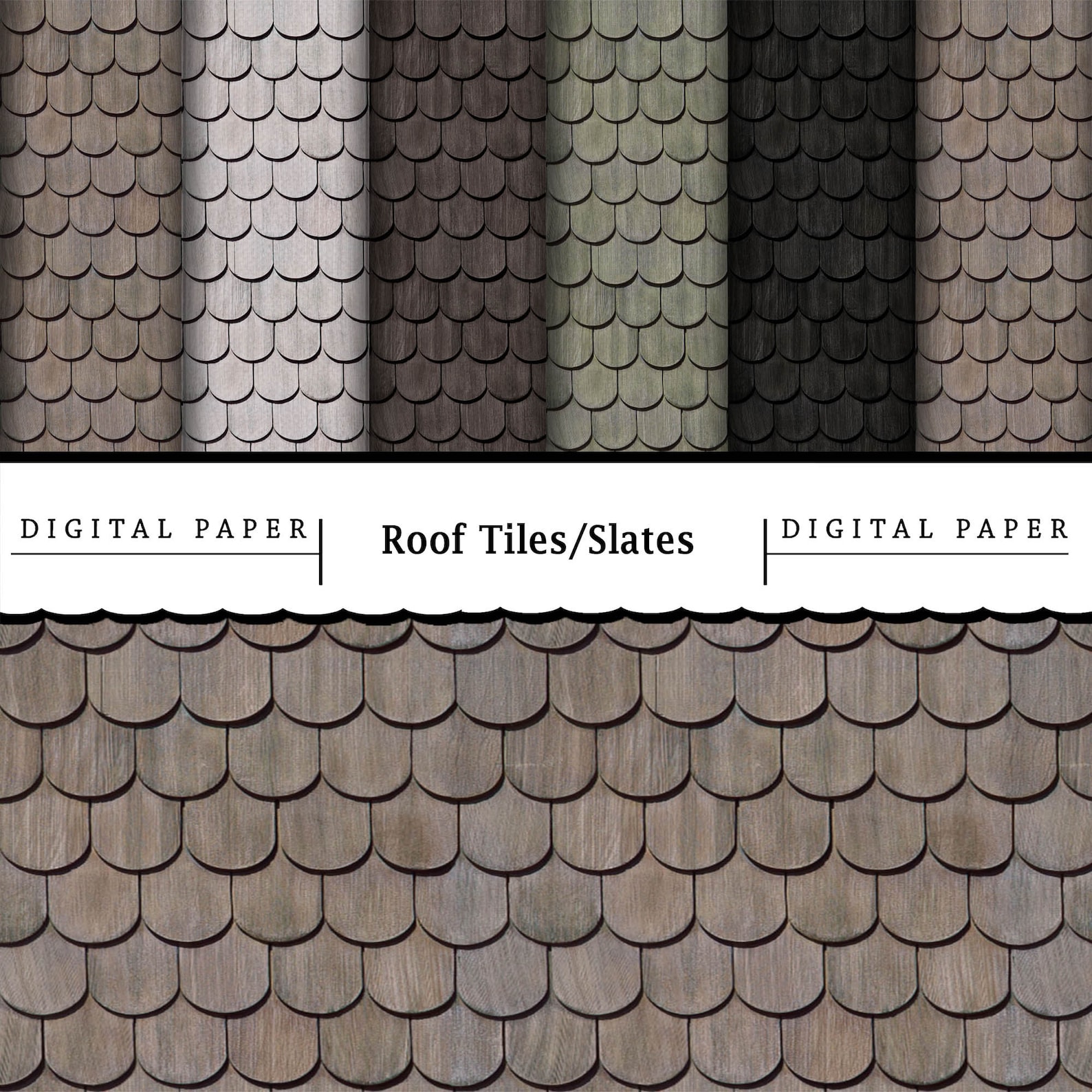 6 Digital Roof Tile/slate Papers/printable Digital Etsy