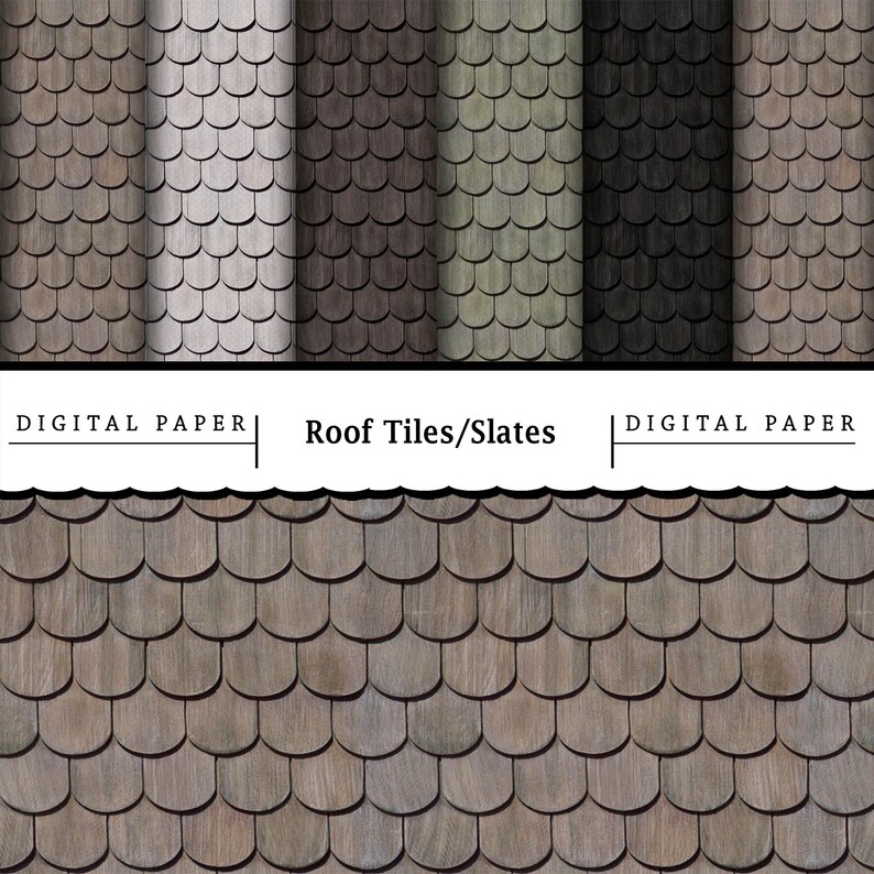 6 Digital Roof Tile/Slate Papers/Printable Digital Etsy