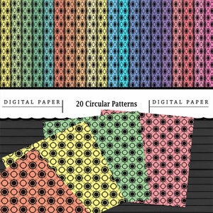 21 Seamless Circular Textures with 1 Transparent Pattern/Digital Papers/Printable Digital Paper/Scrapbooking/Pastel  Circle Patterns