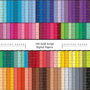 Papier manuscrit doré : 100 motifs transparents (téléchargement numérique)