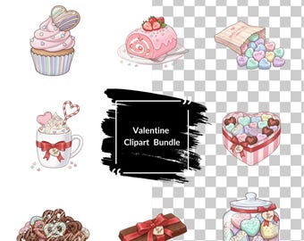 Valentine Sweets Clipart, Pastel Candy PNG (Digital Download)