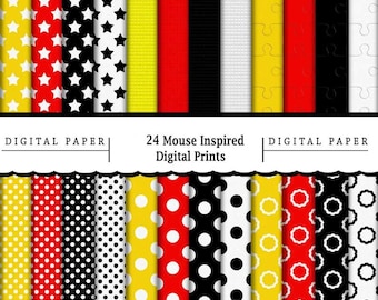 Papel digital con estampado de ratón para scrapbooking (12x12, 24 JPG) (Descarga digital)