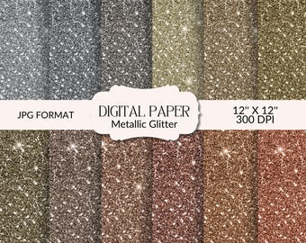 Metallic Glitter Texturen: Gold, Silber, Bronze, Rosegold (Digitales Papier)