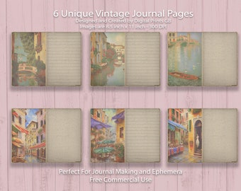 6 Unique Vintage Scrapbook Papers/Printable Digital Paper/Scrapbooking/Papercraft/Decoupage/Print On Demand/Digital Prints/Instant Download