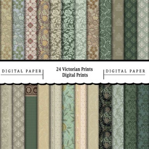 24 papiers victoriens vintage/Papier numérique imprimable/Scrapbooking/Papercraft/Decoupage/Print On Demand/Dolls House/Digital Prints