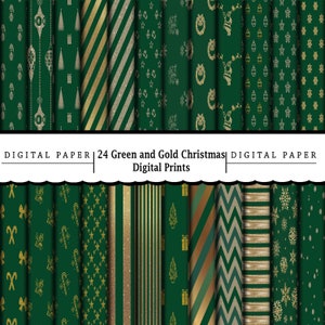 24 Grüne und Gold Weihnachtspapiere/Printable Digital Paper/Scrapbooking/Print On Demand/Wallpaper/Puppenhaus/Digitaldrucke