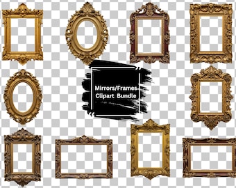 Imágenes prediseñadas de marcos dorados envejecidos: paquete PNG de estilo vintage (descarga digital)
