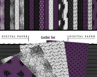 20 Gothic Digital Papers: Scrapbook & POD (Digital Download)