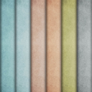 May include: A close-up of six vertical fabric swatches in different colors. The swatches are arranged from left to right in the following order: light blue, beige, light brown, light green, gray, and dark gray.
