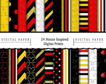 Papel digital con estampado de ratones: 24 diseños para álbumes de recortes (30 x 30 cm) (Descarga digital)
