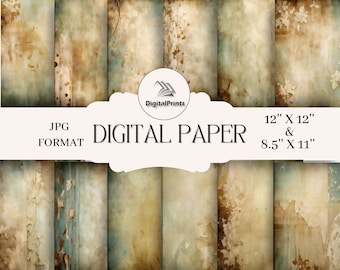 Distressed Grunge Textures - Set of 12 Digital Backgrounds Digital Downloads