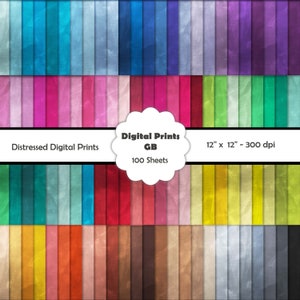 100 Distressed Digital Papers: 12x12 Scrapbook Paper (Digital Download)