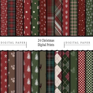 24 Digitale Weihnachtspapiere/Printable Digital Paper/Scrapbooking/Print On Demand/Wallpaper/Puppenhaus/Digitaldrucke/Frohe Weihnachten