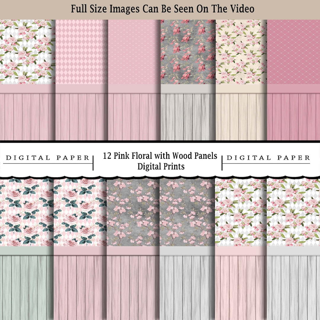 12 Vintage Shabby Chic Papers/printable Digital Paper/scrapbooking ...
