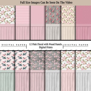12 Vintage Shabby Chic Papiere/druckbares digitales Papier/Scrapbooking/Papercraft/Decoupage/Print On Demand/Puppenhaus/Digitaldrucke