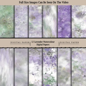 12 Sfondi acquerello lavanda/Carta digitale stampabile/Scrapbooking/Papercraft/Decoupage/Stampa su richiesta/Stampe digitali/Cornici