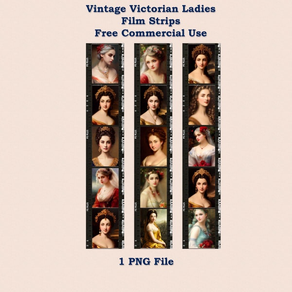 3 Film Strips Scrapbook Elements - Vintage Victorian Lady -  Cameo Images - Victorian Portraits -  Vintage Photographs - Digital Download