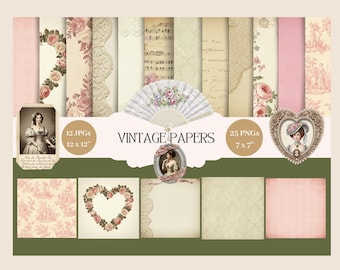 French Romance Clipart & Paper Bundle: Vintage Paris Graphics (Digital Download)
