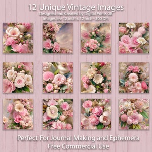 12 Unique Vintage Papers/Printable Paper/Scrapbooking/Papercraft/Decoupage/Print On Demand/Ephemera /Digital Prints/Vintage Journal Kit