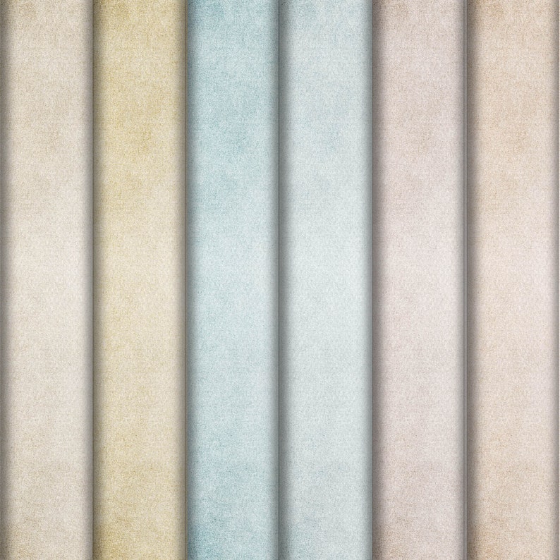 May include: A close-up of six vertical strips of textured paper in various shades of beige, light blue, and gray.