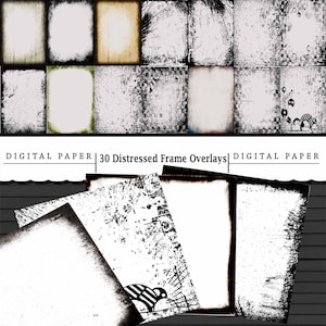 30 Transparent Frame Distressed Overlays, Photography, Digital Scrapbooking Paper, Background, High Res, Photoshop Overlays, Backdrop