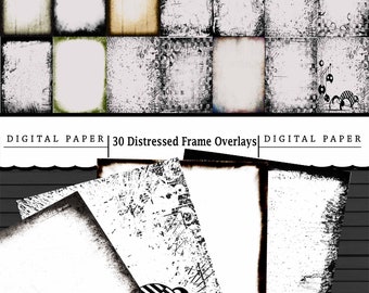 30 Transparente Rahmen Distressed Overlays, Fotografie, Digital Scrapbooking Papier, Hintergrund, High Res, Photoshop Overlays, Backdrop