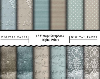 12 Vintage Victorian Scrapbook Papers: Printable Digital Paper (PDF & JPG)