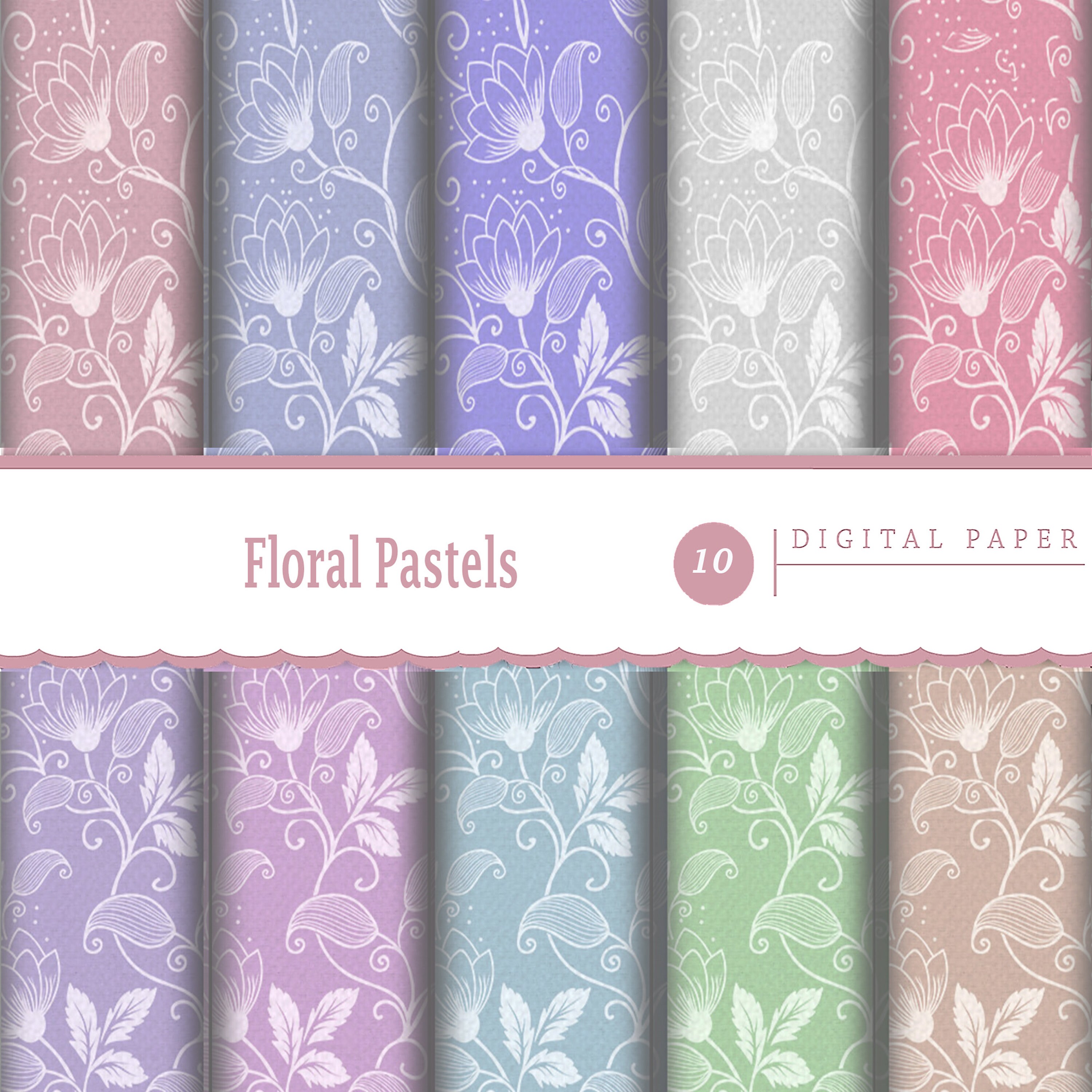 10 Printable Digital Floral Pastel Papers/printable Digital - Etsy ...