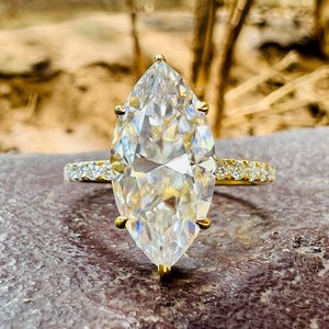 4 CT Marquise Cut Moissanite Engagement Ring 14K Gold Wedding Ring Hidden Halo Ring Marquise Diamond Anniversary Ring For Her Promise Ring