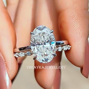 3 CT Oval Cut Moissanite Engagement Ring Set Oval Cut Bridal Ring Set 14K Gold Wedding Ring Set Oval Diamond Ring Set Anniversary Ring Set