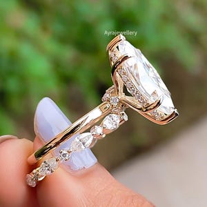 4 CT Marquise Cut Moissanite Wedding Bridal Ring Set Marquise Engagement Ring Set Marquise Wedding Ring With Matching Band Anniversary Gift