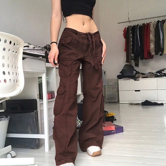HotGirlStudios Parachute Pants / Y2K Vintage Cargo Pants / Women Streetwear Sweatpants / Fashion Overalls Baggy Pants / Drawstring Low Waist Trouser