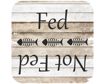 Fed Not Fed Feed The Cat Reminder Fridge Magnet Black