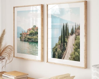 Lake Como Print Set of 2, Italian Lakeside Wall Art, Instant Download | IT192D