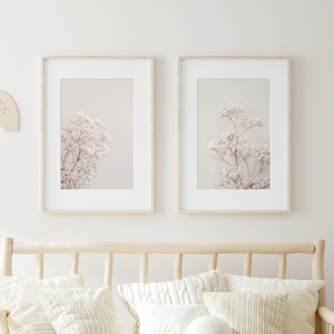 Soft Botanical Set of 2 Prints: Minimal Nature Wall Art, Instant Download | FL124D
