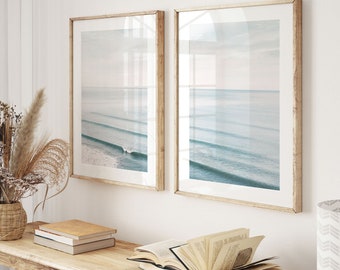 Ocean Wave Print Set: Minimal Coastal Wall Art, Digital Download | M099D