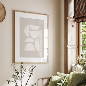 Beige Wall Art, Neutral Shapes Digital Art Print, Minimalist Beige Abstract Painting, Neutral Living Room Wall Art, DIGITAL DOWNLOAD - GA222