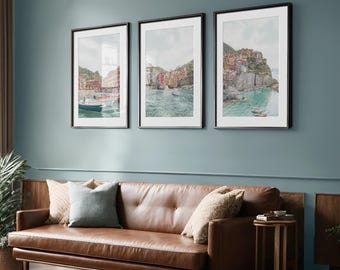 Cinque Terre Print Set: Mediterranean Coastal Villages, Instant Download, IT147T